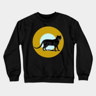 Halloween Black Cat, Signs and Symbols - Ochre and Pale Blue Crewneck Sweatshirt